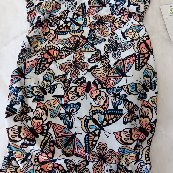 Butterfly pattern side ruched t-shirt dress - Picture 4 of 11